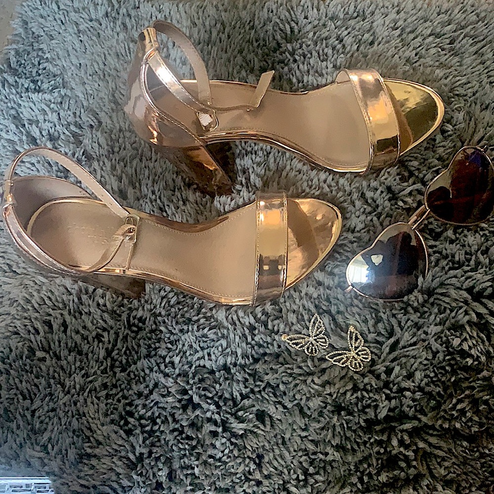 Gold chunky heels